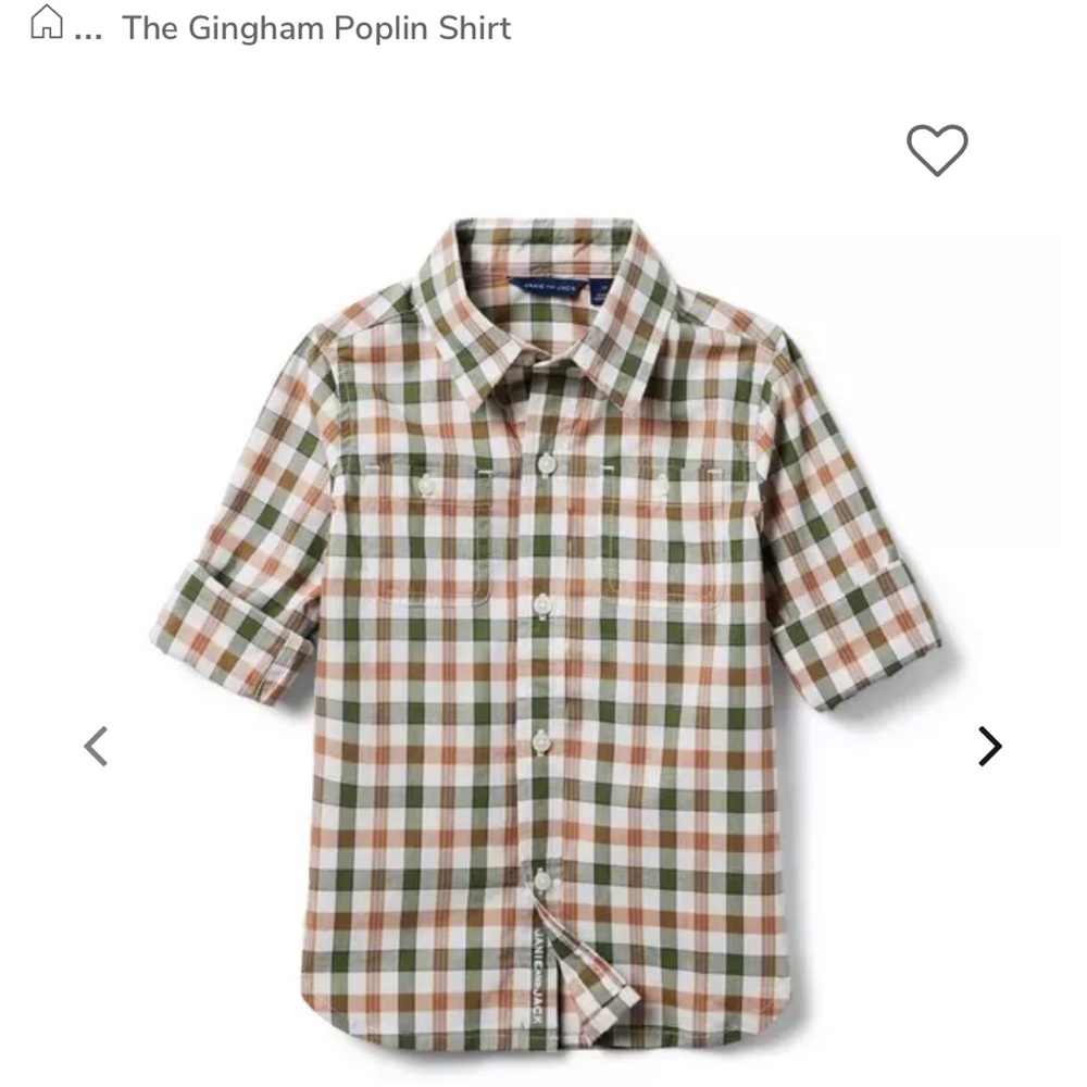 Janie and Jack THE GINGHAM POPLIN SHIRT - 6-12 months